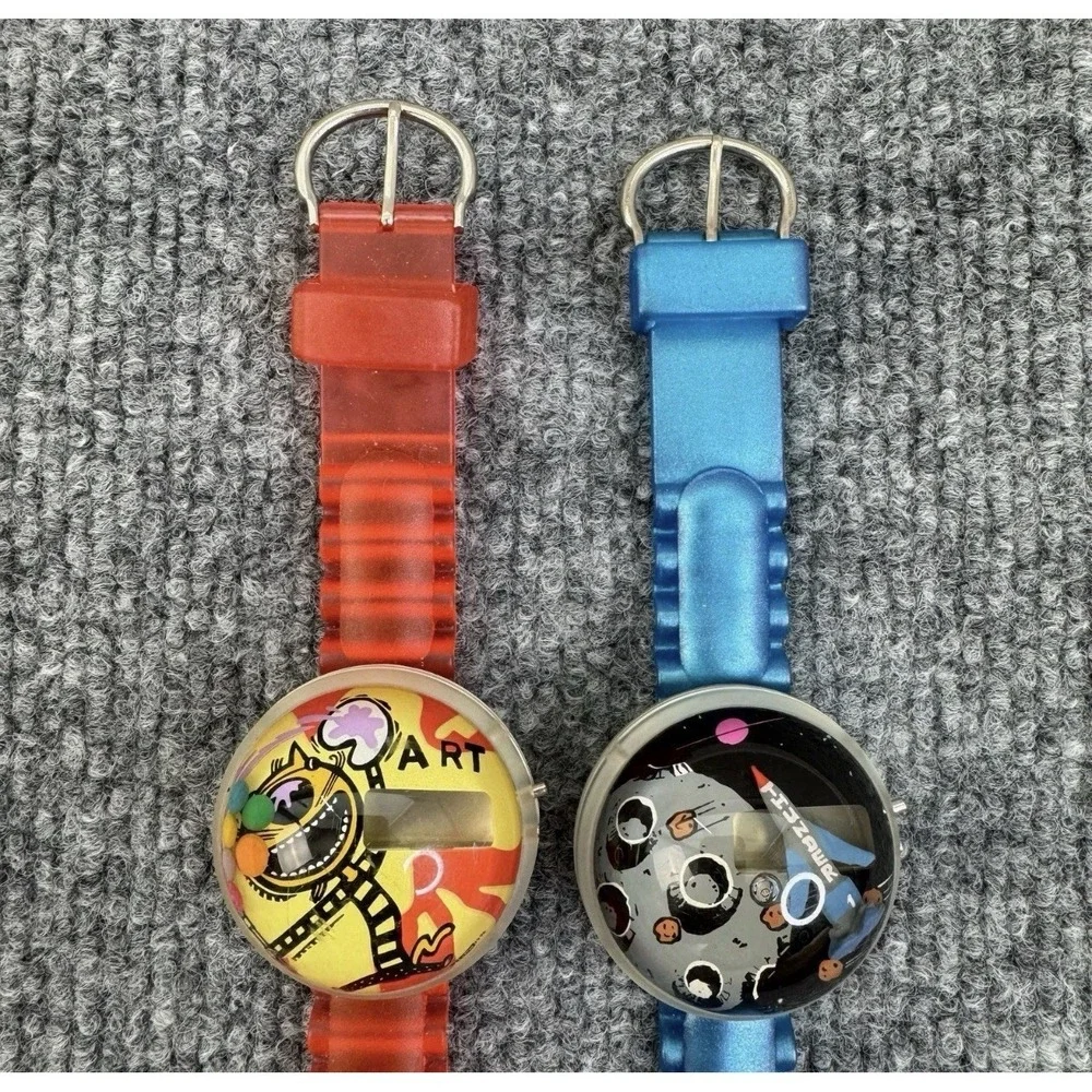 Lot Of 2‎ Bubble Watches UNTESTED Art Cat & Space Thunder
